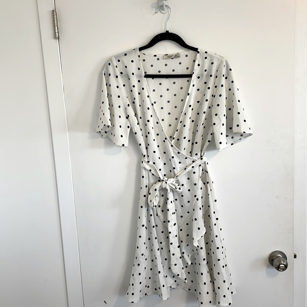 Black and white polka dot cocktail dress